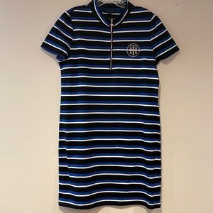 Tommy Hilfiger stripped knit Zip-Up midi dress. Size L/G